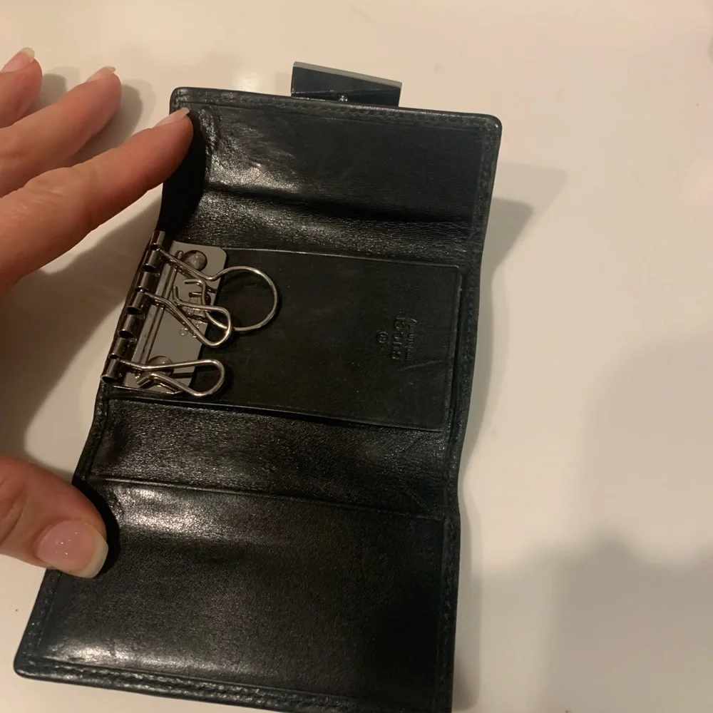 Vintage Gucci GG logo black Canvas and Leather Key Case Holder Wallet Organizer - Picture 6 of 12